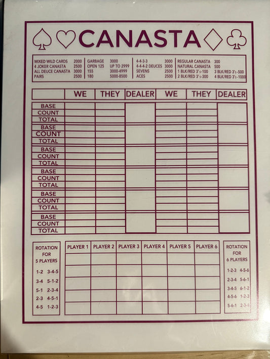 Canasta score pads 100 pages