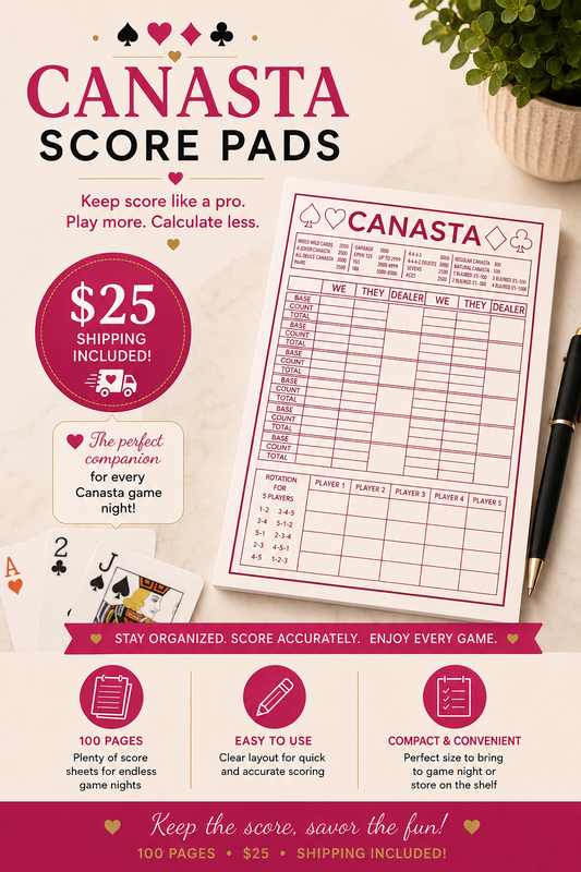 Canasta score pads 100 pages